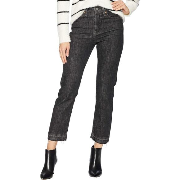 Levis Women's High Waisted Wedgie Straight Ankle Denim Jeans Size 32 Faded Black - Picture 1 of 7